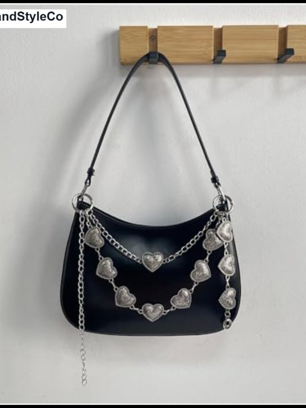 Silver Vintage Heart Chain Keychain Purse Charm - Picture 6 of 6